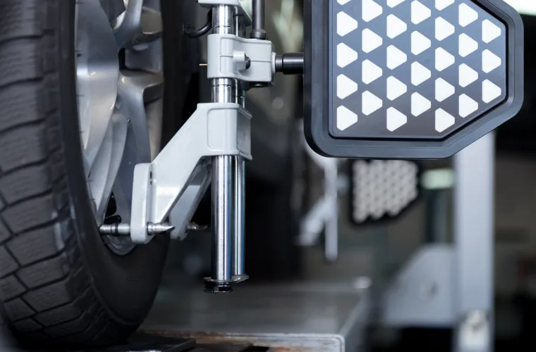 Close-up of wheel alignment equipment by Pristine Motorsports in 950 S Dupont Blvd, Smyrna, DE.