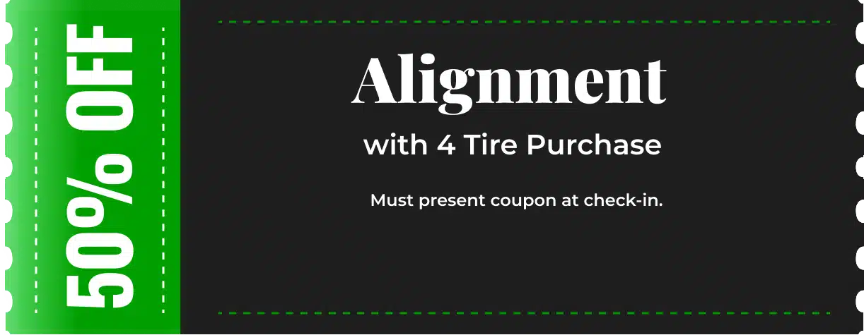 50% off alignment with tire purchase